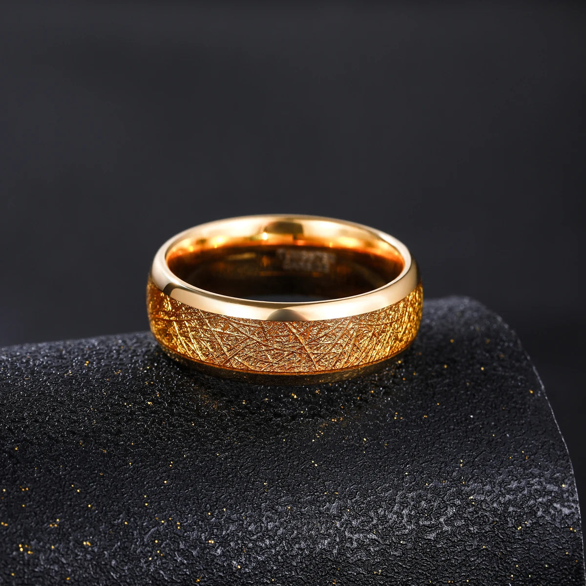 OAHLAN Men's 8mm Gold Plated Tungsten Carbide Ring Classic Style Fashion Jewelry for Engagement Anniversary Wedding Gift