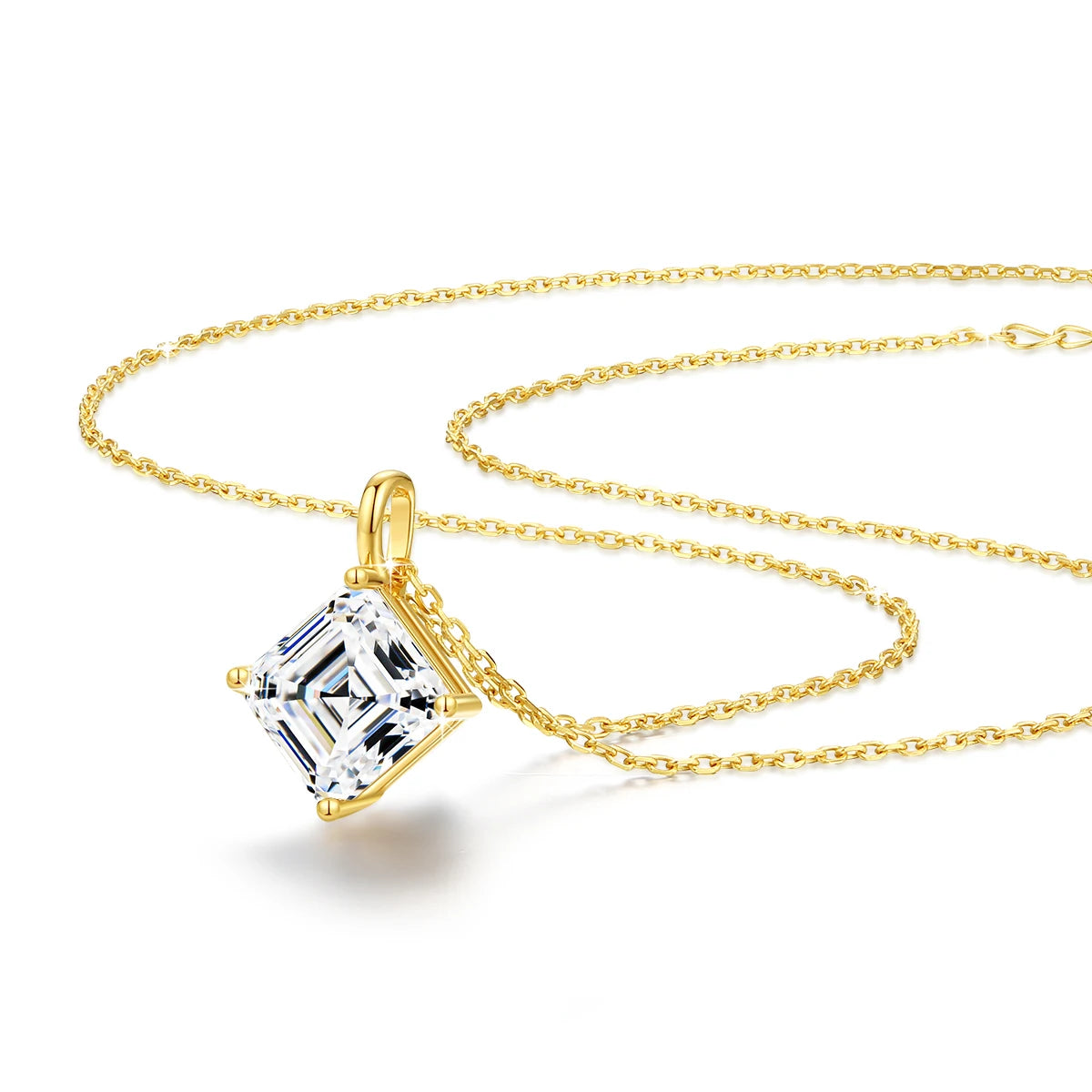 Gioiellieri Jewelry Au585 Real Yellow Gold 14K Hollow Gold Pendant Necklace with Moissanite Link Chain Trendy Style Women Custom