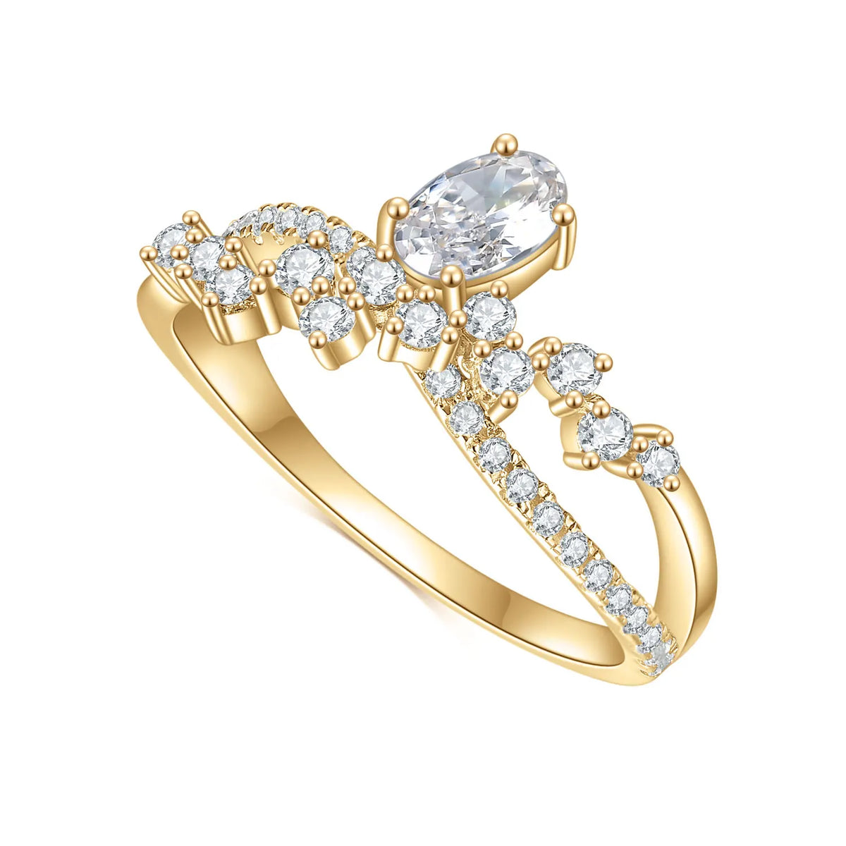 Gemfiori Abiding Yellow Rose Gold Plated White & Black Cubic Zirconia 925 Sterling Silver Lab Grown Pink Sapphire Jewelry Ring