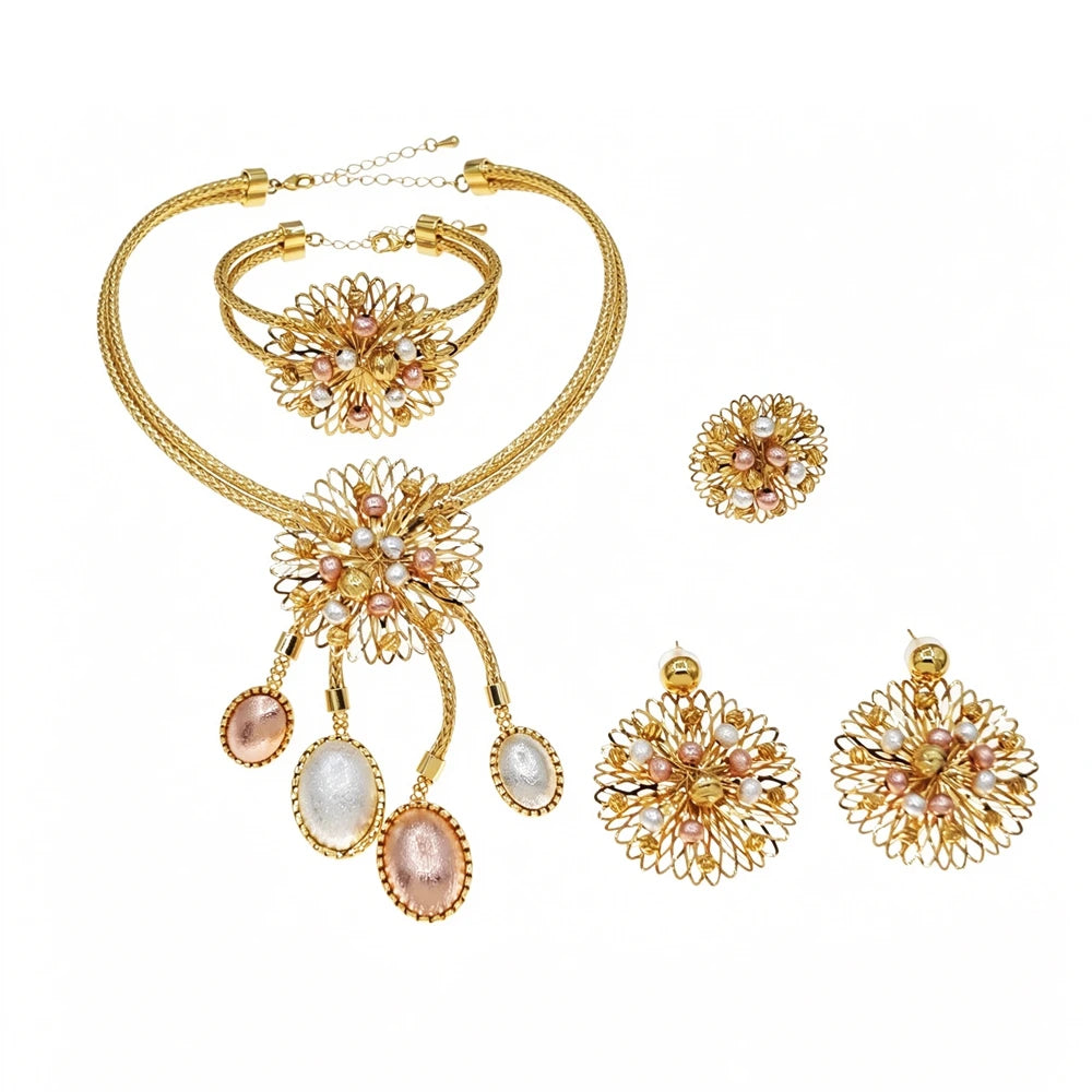 Italian Jewelry Set Alloy Brazilian Jewelry Sets Wedding Party Pendant Necklace Bracelet Ring Earrings Jewelry Set  HS2602625