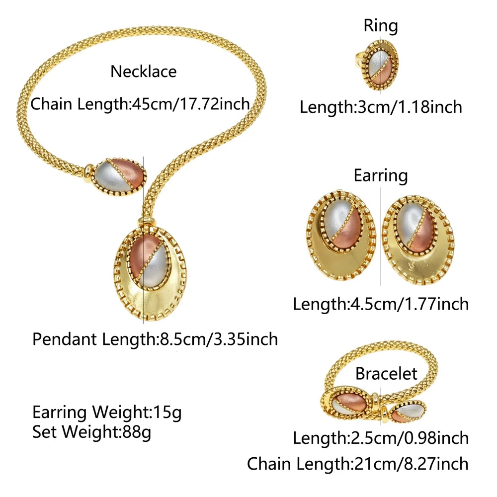 Italian Jewelry Set Alloy Brazilian Jewelry Sets Wedding Party Pendant Necklace Bracelet Ring Earrings Jewelry Set  HS2603725