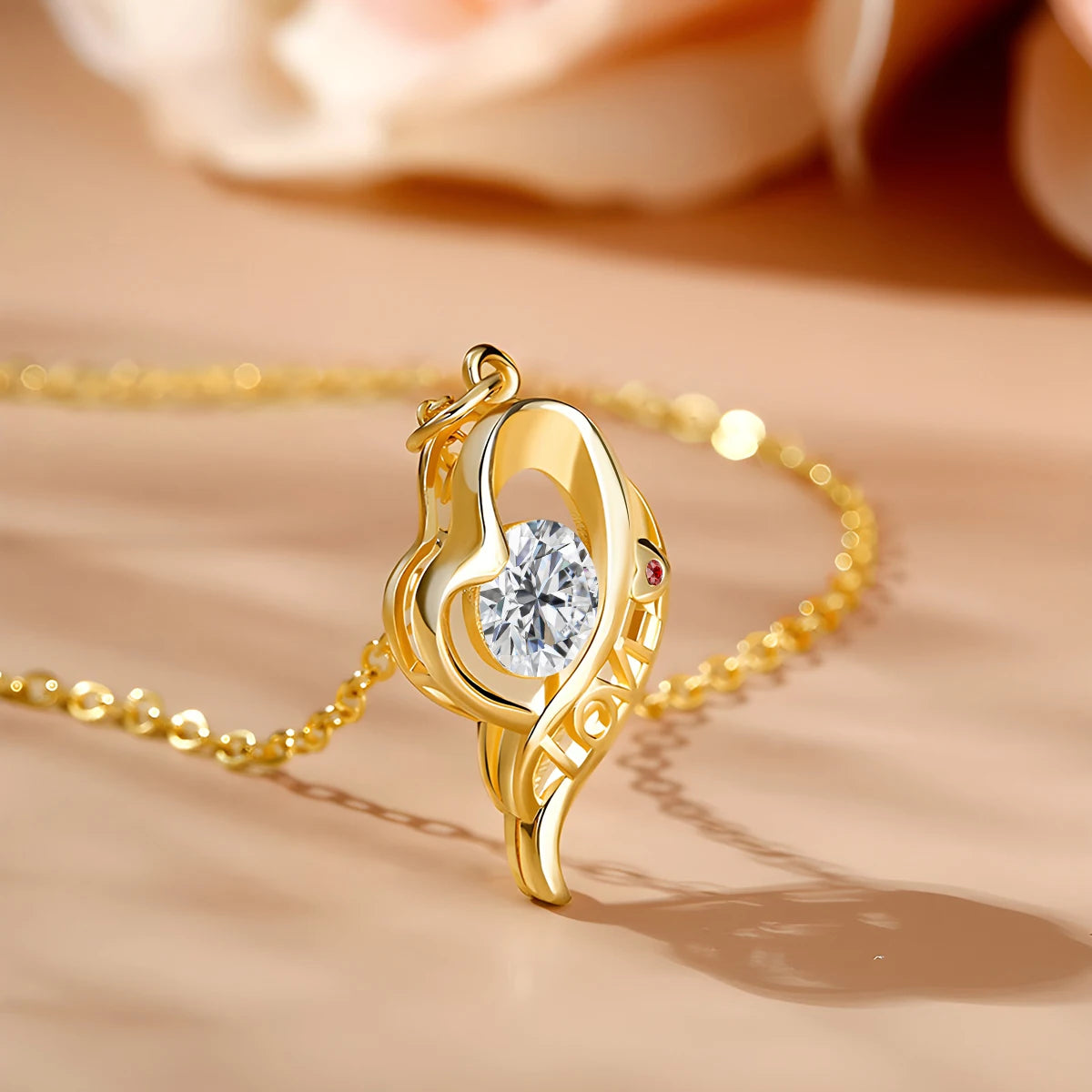 Gioiellieri Fine Jewelry Factory Woman Engagement Mother's Day Gift 1 Carat Moissanite Valentine Love Hollow 14K Gold Pendant