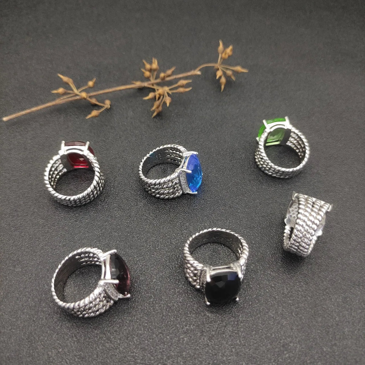 DY High-Quality Silver-Plated Large Full-Diamond Ring, Gold-Plated Large Colored Gemstone Ring, Wholesale Jewelry