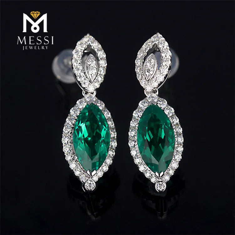 Gemfiori Messi Jewelry Emerald Stud Earring Ladies Jewelries 18k Gold Fashion Earings for Women