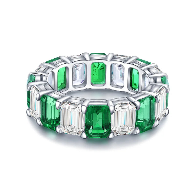 Gemfiori Anster 5*4.5mm 3.67ct Lab Emerald Ring Option 925 Sterling Silver 9K 14K 18K Gold Material Free Size for Gift Party Anniversary