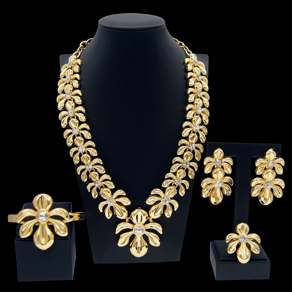 Zhuerrui Pendant Bangle Earrings Ring Chain Jewelry Set Italian Bridal Jewelry Set Women's Necklace Jewelry Set H00485