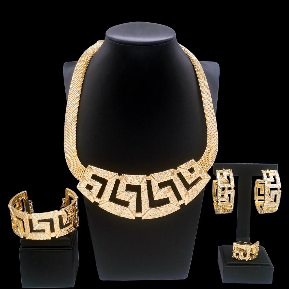 Zhuerrui Fashion Vintage 24K High Quality Jewelry Sets Italy Brazil Gold Style Jewelry Set Designer Wedding Party Jewelry H00639