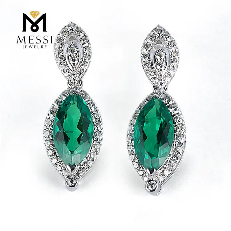 Gemfiori Messi Jewelry Emerald Stud Earring Ladies Jewelries 18k Gold Fashion Earings for Women