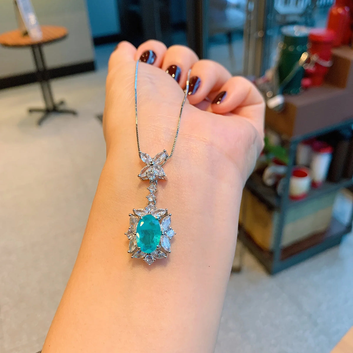 Gemfiori Personality Fashion Blue Zircon 18K Gold Plated Women's Wedding Engagement Three Piece Jewelry Set with Pendant Earrings Ring