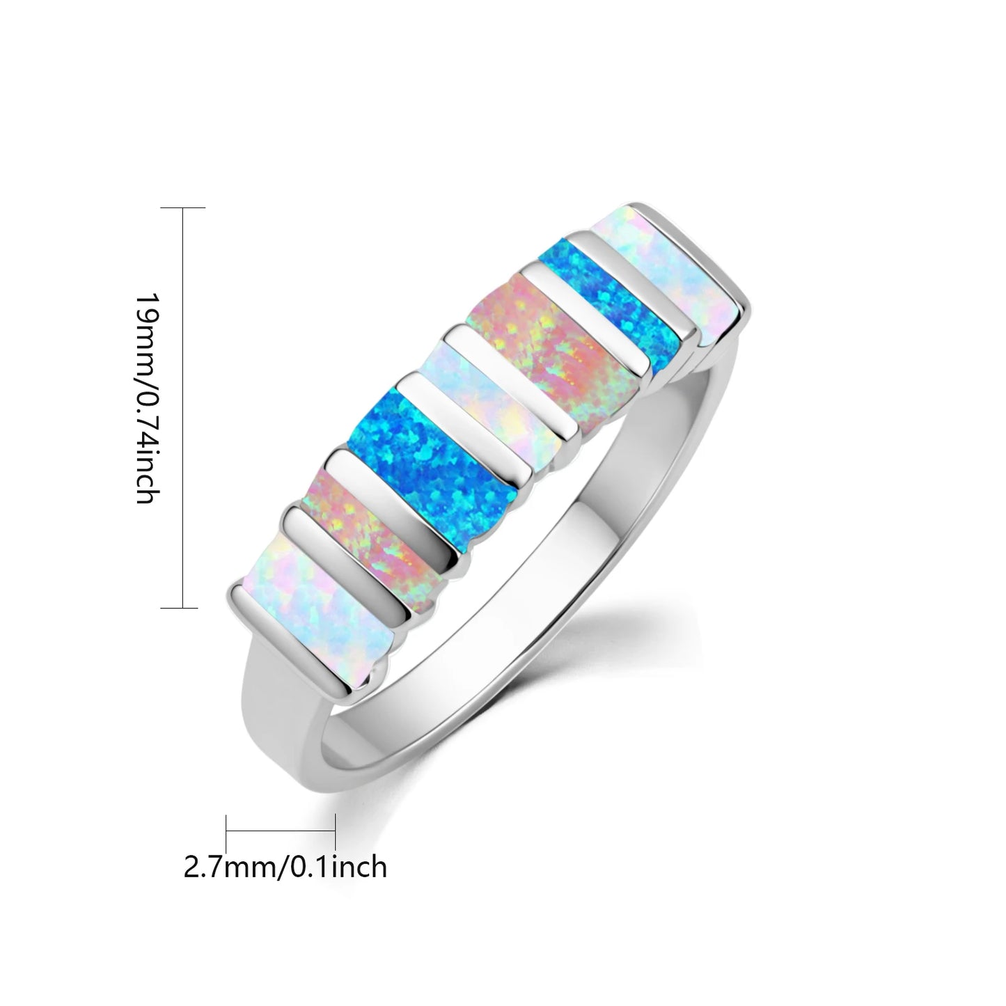Opal Twisted Ring | Iridescent Gem Inlay Band | Nature-Inspired Fashion Jewelry for Women Trendy Wear