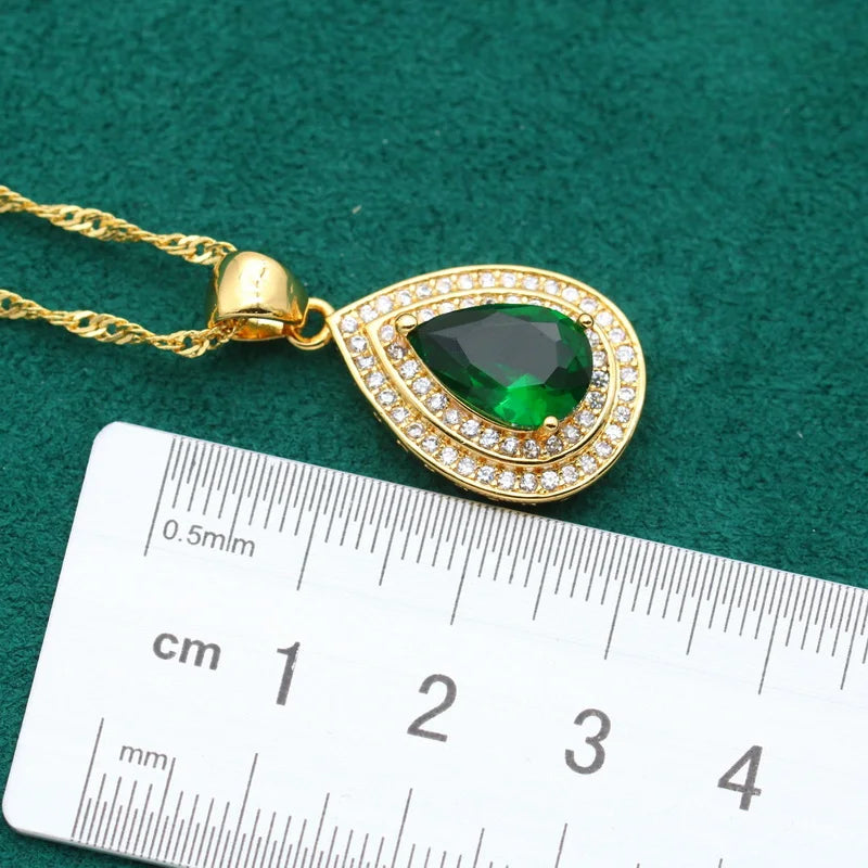 XOTICA Custom 18K Gold Plated Necklace Set for Women Classic Water Drop White Zircon Pendant Ladies' Gold Jewellery