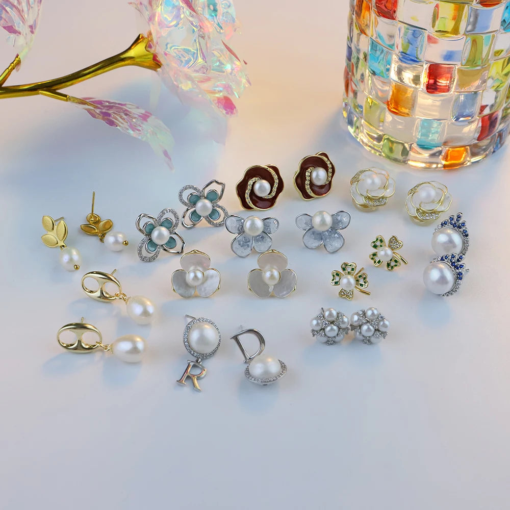 High-quality, Round, Pearl Puddles Earrings Large Natural Pearl Earrings with a Touch of Luxury and Sophistication for Women.