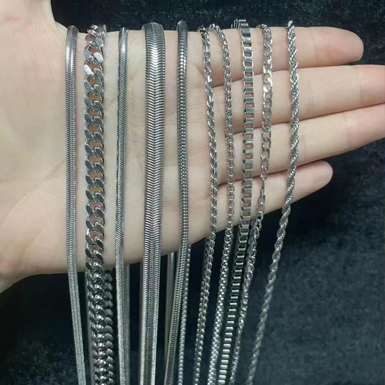 BiG-BOSS Fast Shipping SC Cable Figaro Rope Paperclip Cuban Curb Link Chains Necklace Fine Jewelry 925 Silver Chains for Men Women