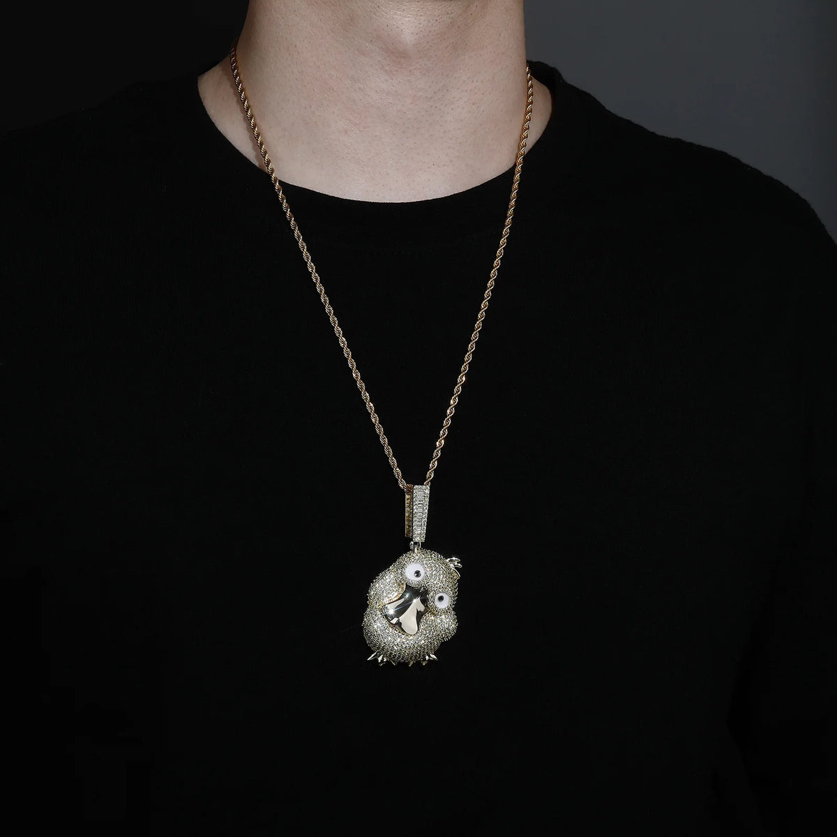 S&S High Quality Animal Accessible Duck Jewelry Pendant with Micro Inlaid Zircon Niche Design Simple Hip-hop Necklace