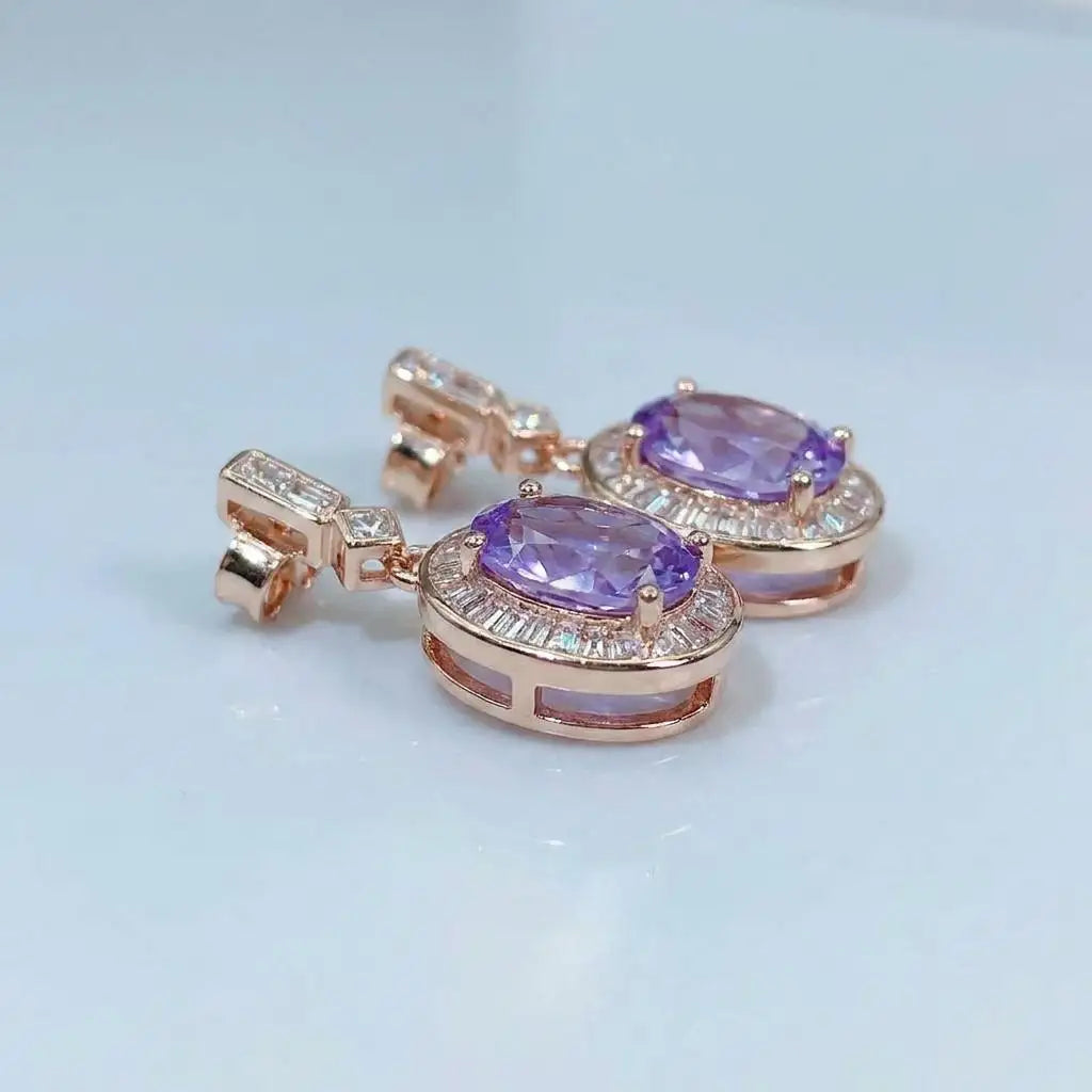 Gioiellieri Natural Lavender Amethyst Stud Earrings for Women with S925 Sterling Silver 925 Stamped Earth Mined VVS1 Purple Gemstone Jewelry
