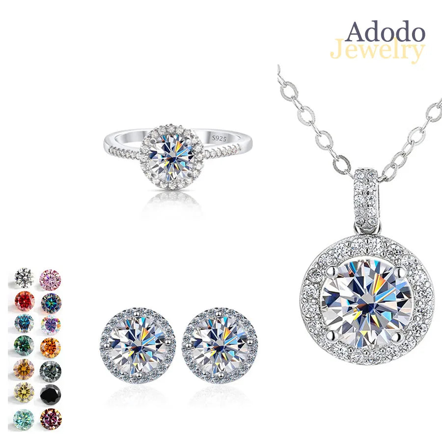 SPECIAL OFFER -REDheart Color Moissanite Party Jewelry Set for Women Necklace Ring Earrings S925 Sterling Silver with GRA Certificate