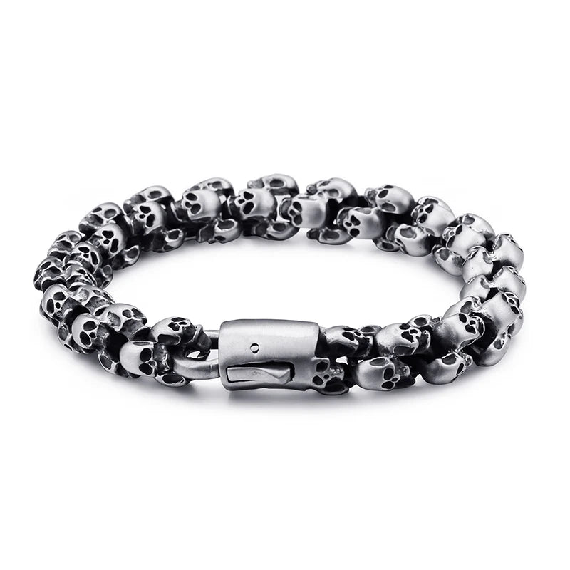 KALEN Punk Men Stainless Steel Bracelet Bangles Skeleton Skull Links Fashion Jewelry Bracelet