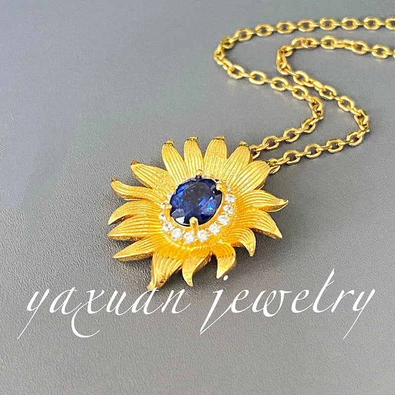Gioiellieri New Design Rose Gold Plated Natural Fancy Colored Sapphire Fashion 925 Sterling Silver Fine Jewelry Engagement Pendant Necklace