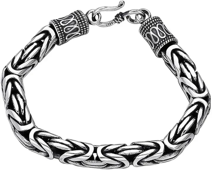 REBEL VIKING Byzantine Dragon Eye Bracelet – 925 Sterling Silver Natural Stone Classic Chain