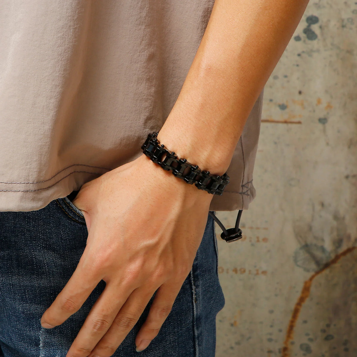 VIKING Mens Retro Bicycle Chain Bangle Bracelet – Silver, Gold & Black