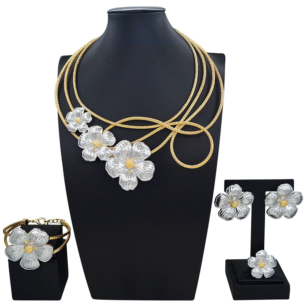 Zhuerrui Italiano Gold Designs Women Jewellery Set Party Fine Costume Jewelry Set Luxury Big Necklace Jewellery Sets X0010930