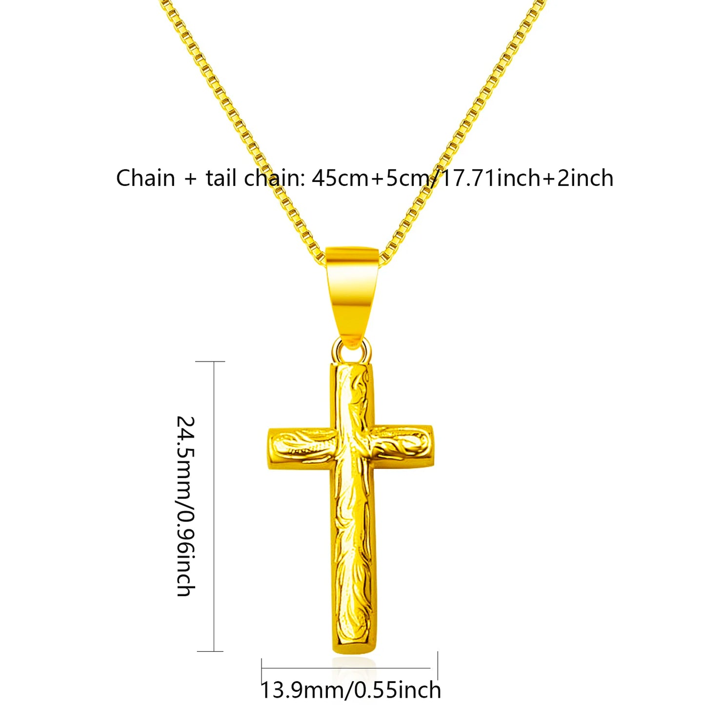 Gold Textured Cross Pendant | Christian Fashion Necklace