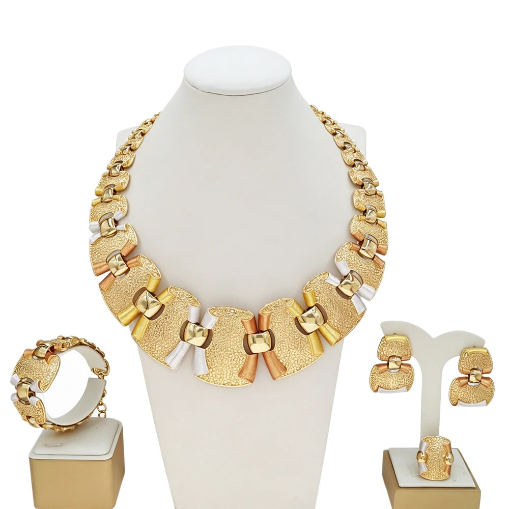 Italian Jewelry Set Alloy Brazilian Jewelry Sets Wedding Party Pendant Necklace Bracelet Ring Earrings Jewelry Set  I0151