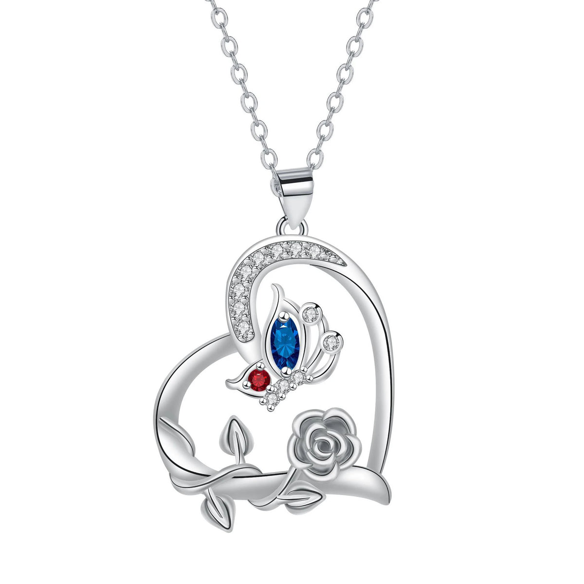REDheart Silver Plated Heart Pendant Necklace Chai Dog Necklace Sunflower Necklace Bee Daisy Necklace Butterfly Necklace for Women Gift