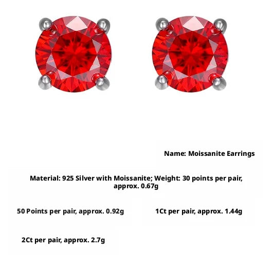 ArtistA Factory Multi-Carat Round Brilliant Moissanite Martini-Set S925 Silver Sleek Sophistication Gender-Fluid Solitaire Stud Earrings