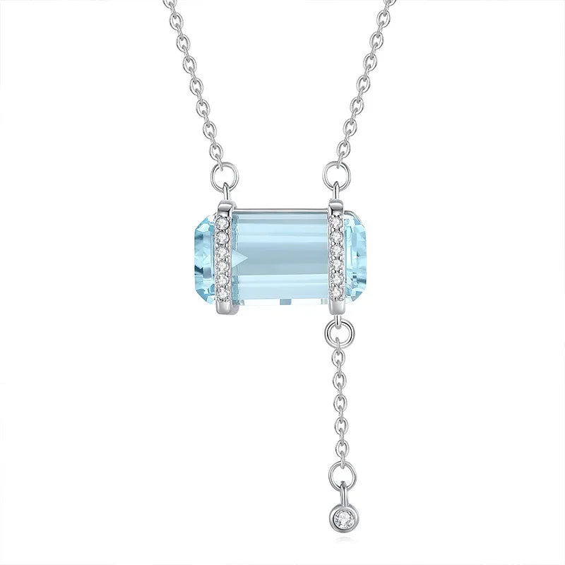 Women 925 Sterling Silver Natural Stone Amethyst Garnet Necklace Anniversary Engagement Pendant Chokers Jewelry Wholesale