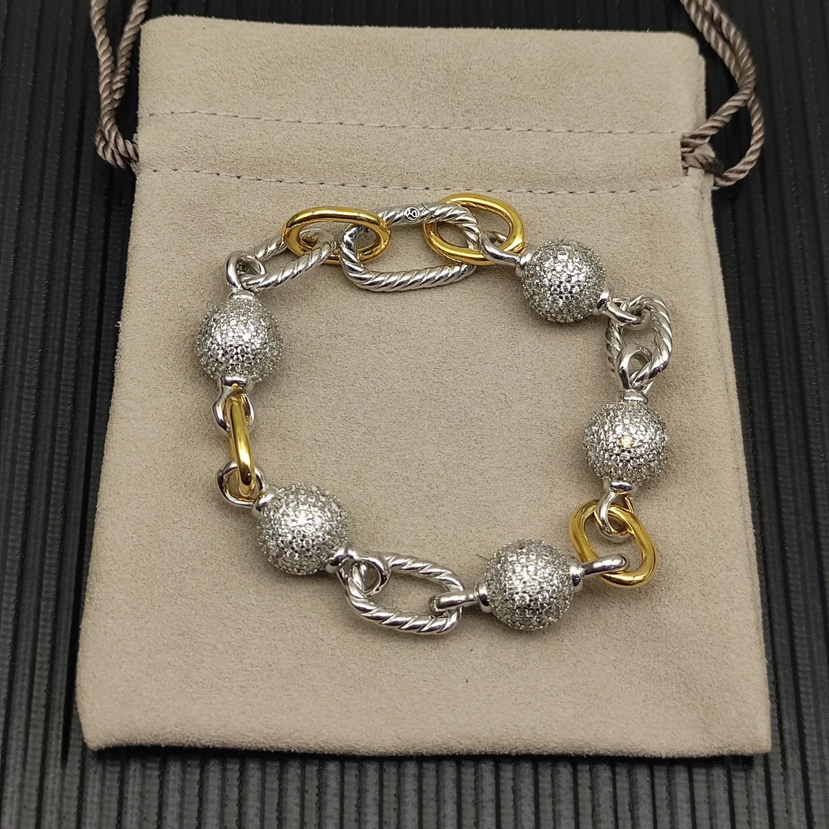 FASHIONISTA DY High-Quality Silver-Plated Round Brilliant Diamond Fashion Bracelet, Gold-Plated Diamond Bracelet, Jewelry