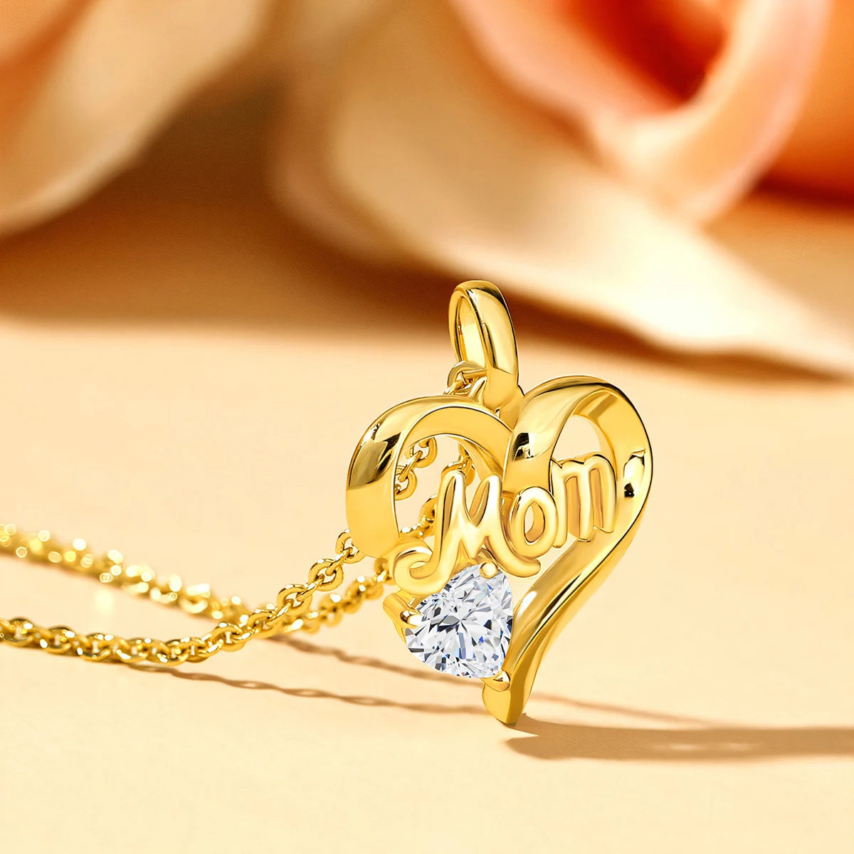 Gioiellieri Fine Jewelry Manufacturer MOM Daughter Affection 0.5ct Moissanite Hollow 14K Gold Mother's Day Gift Heart Pendant