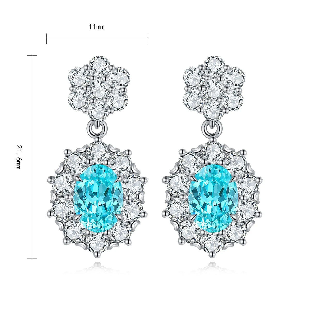 Gemfiori Anster High Quality S925 Lab Grown Paraiba Earring Stud Dainty Gemstone Stud Earrings for Women Daily Wear Gift