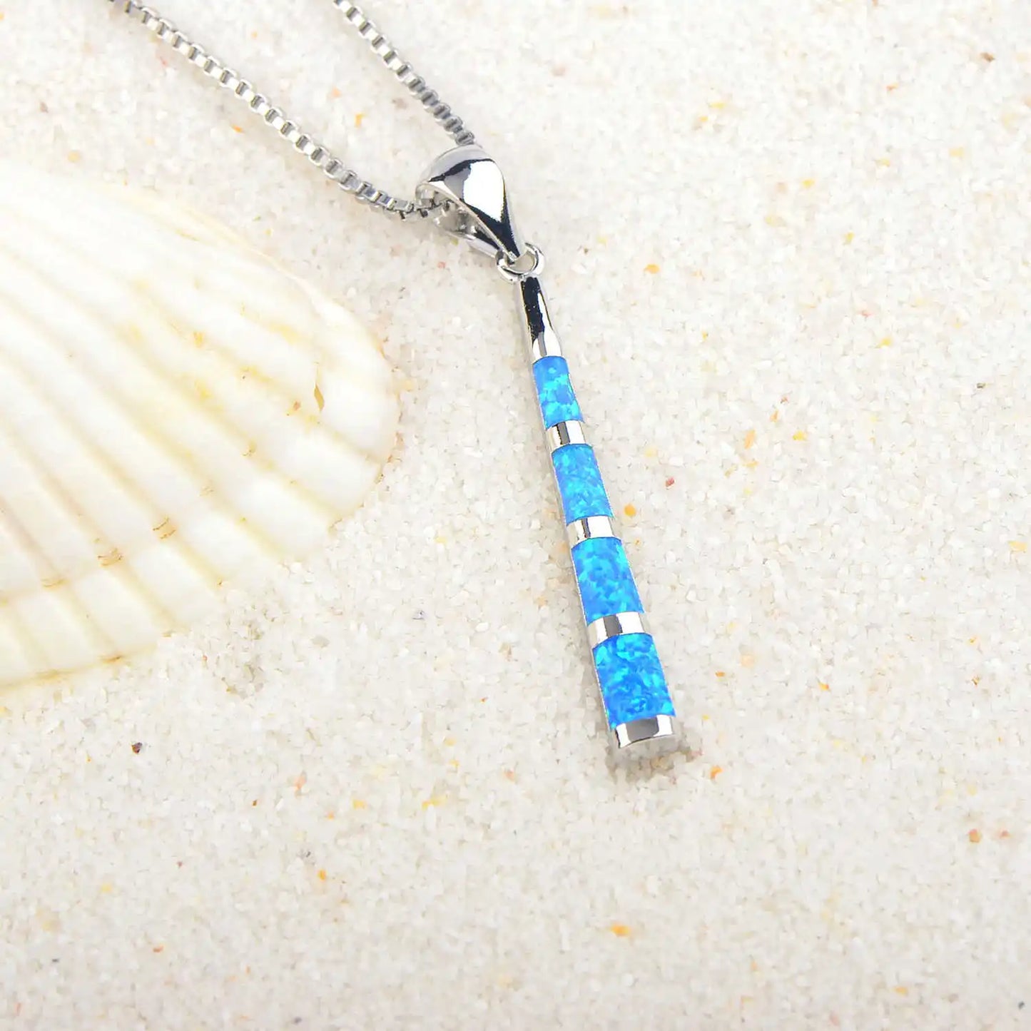 Aobao Blue Opal Baseball Bat Necklace Euro American Fashion Baseball Stick Pendant Stylish Jewelry Wholesale