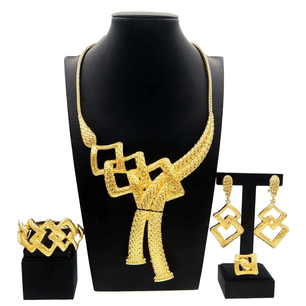 Zhuerrui High Quality African Jewelry Sets Italian Gold Plated Jewelry Set Fashion Lady Dubai Style Jewellery Sets H00436
