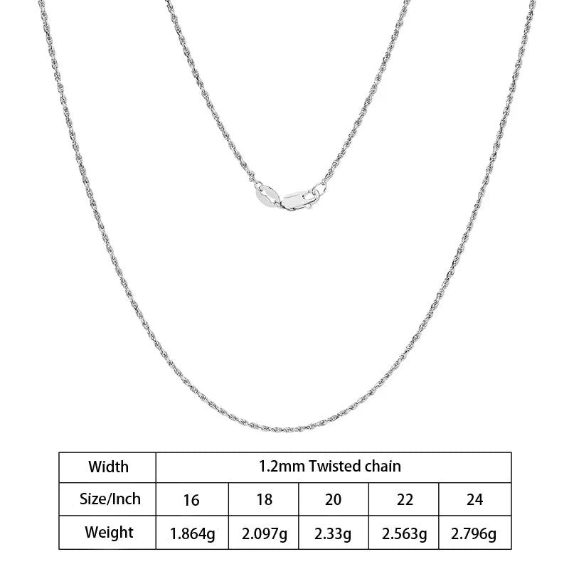 S&S 925 Sterling Silver Diamond Cut Rope Chain Necklace — S&S Collection