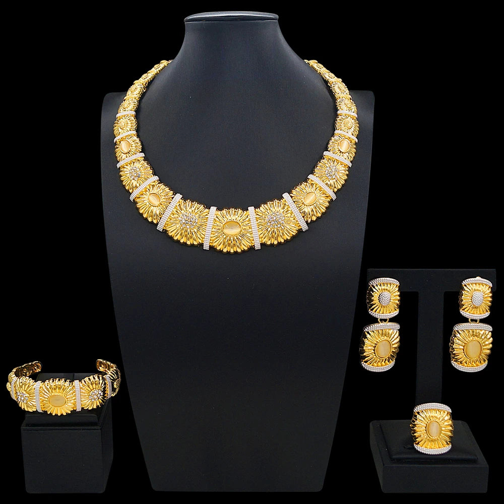 Zhuerrui Italiano Gold Designs Women Jewellery Set Party Fine Costume Jewelry Set Luxury Big Necklace Jewellery Sets I007020