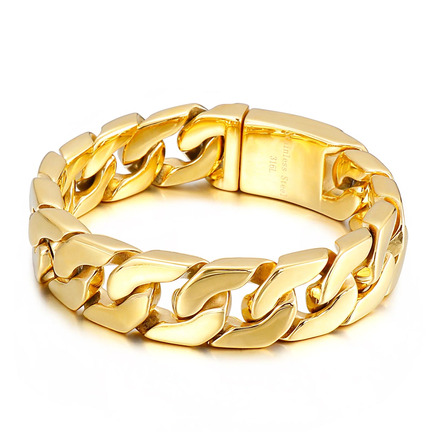 KALEN Charm Stainless Steel Fashion Gold Plated Shiny Male Bracelet