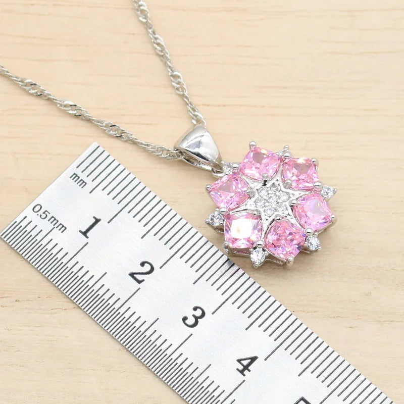 XOTICA AAA Custom Jewelry Sets for Women Silver Wedding Earrings Pendant Necklace Bracelet Ring for Party or Birthday Gift 4pcs