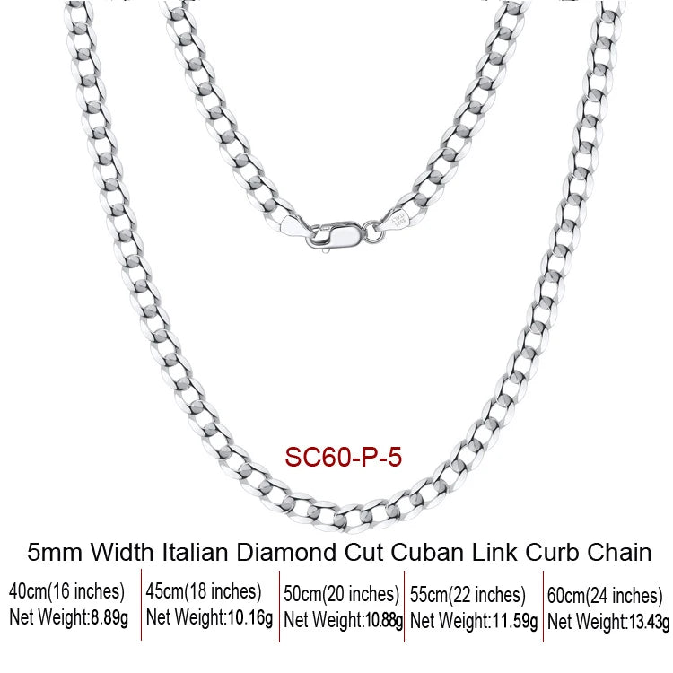 S&S 925 Sterling Silver Chain Necklace — Rope, Figaro, Cuban & Box | S&S Collection
