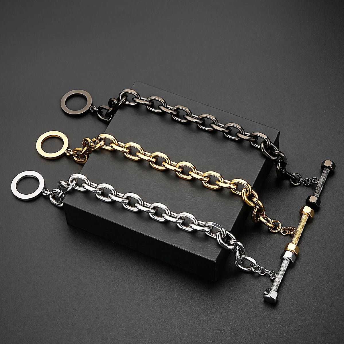 KALEN Wholesale Punk 18K Gold Plating Men Charms Special Stainless Steel Jewelry Bracelets