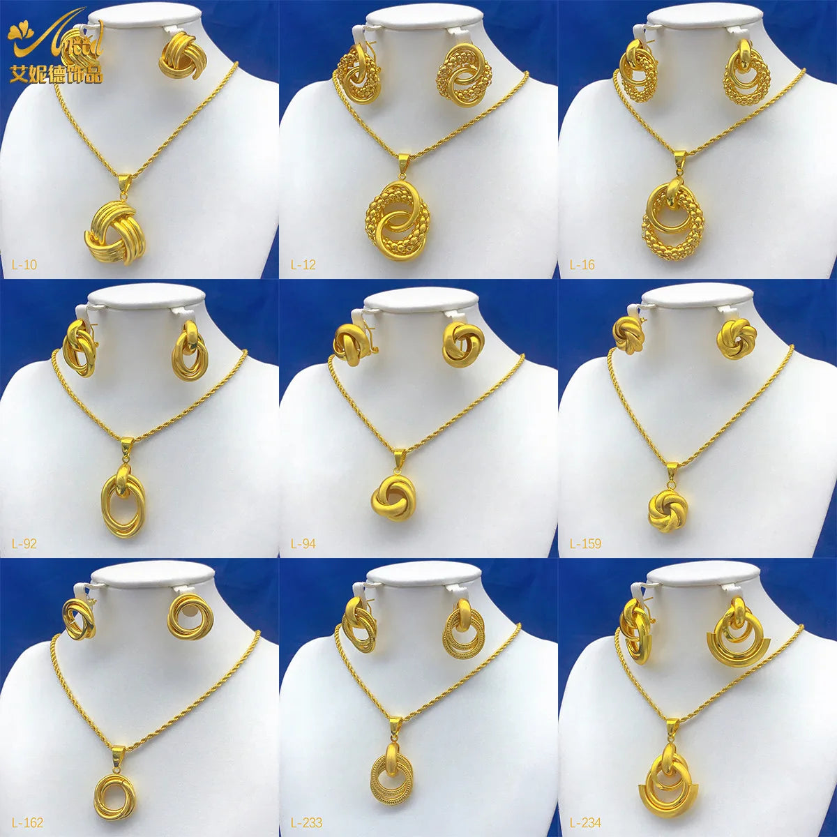 Dubai Bridal 24K Gold Plated Pendant Necklace & Earrings Set | Luxury Brass Jewellery | 15 Styles