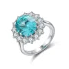 Gemfiori Fashionable Popular Rings Jewelry Blue Paraiba Wedding Ring Women Size 4-11 Women Paraiba Ring Mian Stone