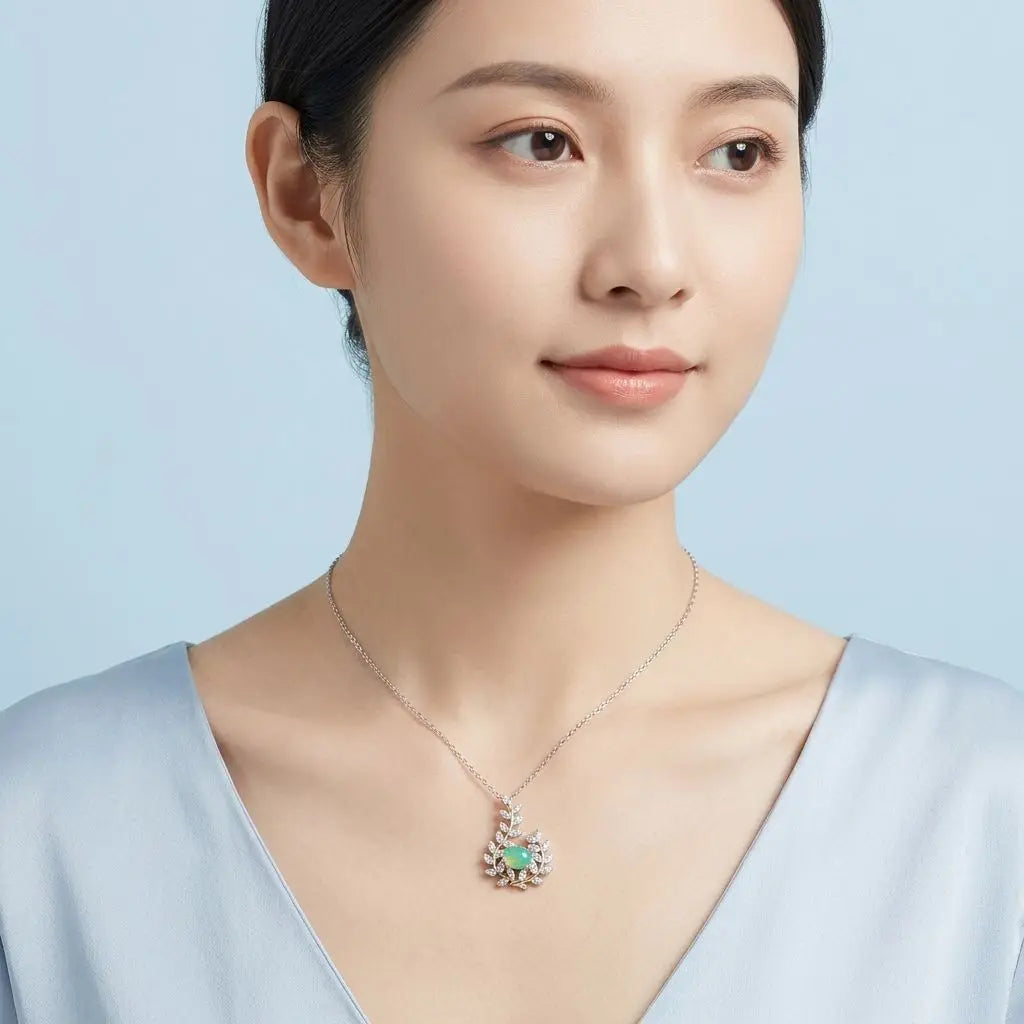 Gioiellieri Natural Opal Pendant with S925 Sterling Silver Oval Cut Genuine Gemstone Necklace for Women Elegant Anniversary Jewelry Gift