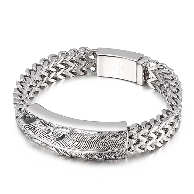 KALEN Black Friday Mens Stainless Steel Fashion Jewelry Bracelets Christian Jesus Bracelet Bangle