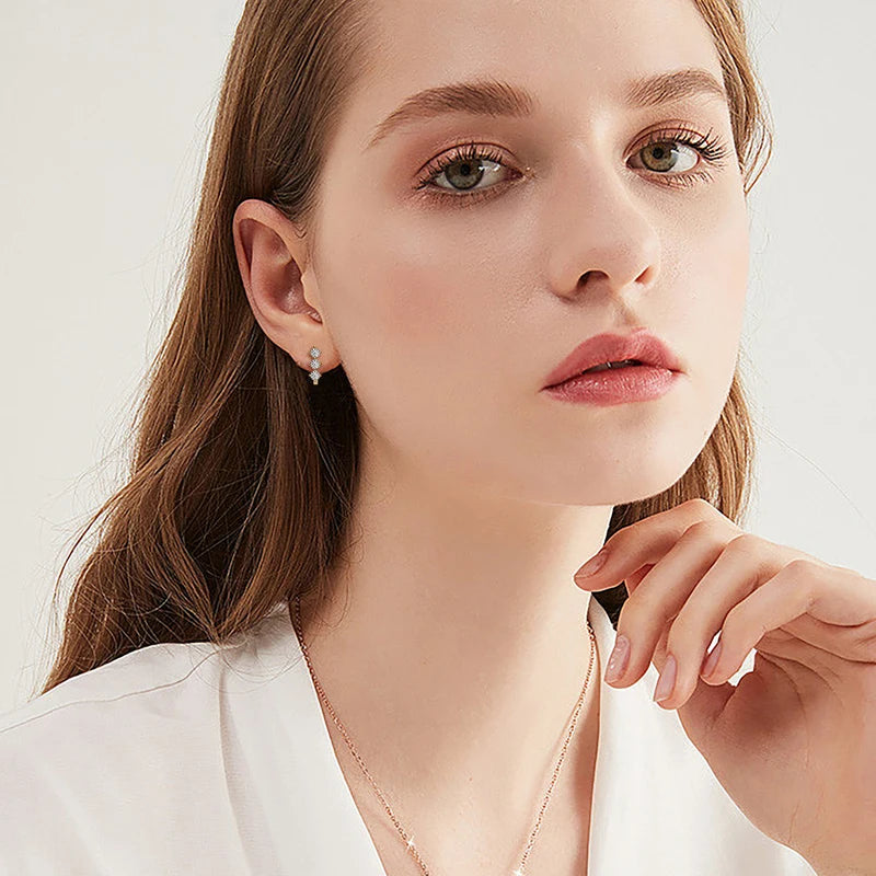 Cute Minimalist Wholesale Jewelry Sets 3mm D VVS1 Moissanite 925 Silver 14K Gold Plated Certified U Shaped Huggies Hoop Earrings