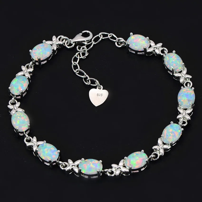 New Arrival Geometric Brass Silver Plated Christian Opal Women's Trendy Bracelet Bulk for Daily Wear