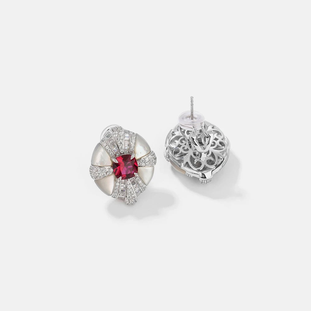 MUSHAN Jewelry Factory Mother of Pearl S925 Sterling Silver Stud Earrings With Electroplated Gold High Carbon Diamond Jewelry