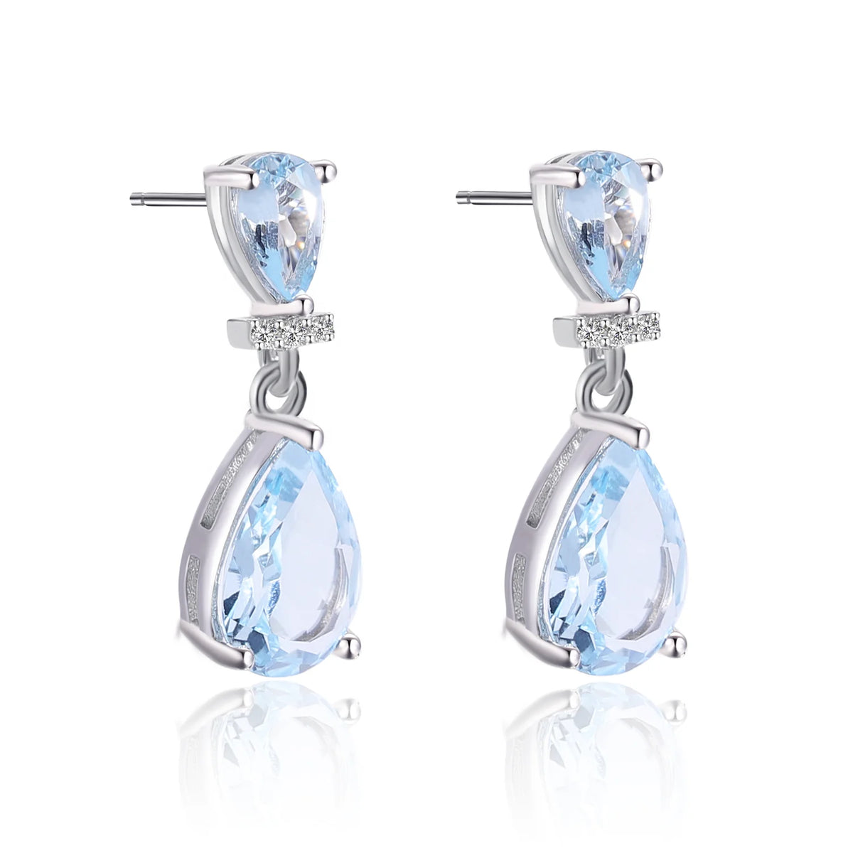 ArtistA C7788 Abiding High End Designer Style Luxury 925 Sterling Silver Natural Sky Blue Topaz Necklace Earrings Jewelry Sets