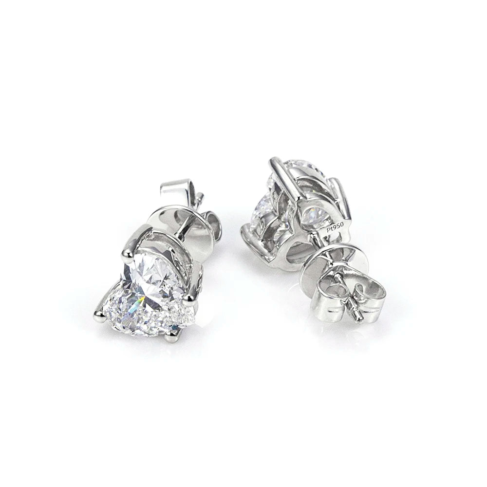 Gemfiori MSE-819 9K Gold With 1ct Loose Lab Grown Diamond Heart Cut Solitaire Earring Hop Sale Gold Gemfiori Promotion Price